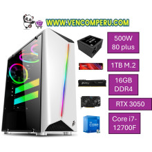 PC torre Intel Core i7-12700F, 16GB DDR4, 500W 80 plus white, msi pro H610M-S, rtx 3050 6GB, 1TB M.2