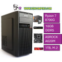 PC torre VENCOM03, AMD Ryzen 7 8700G, Case TEROS 450W, ASROCK A620M-HDV/M.2, 16GB, DDR5, 1TB M.2 2280, PCIe Gen 4