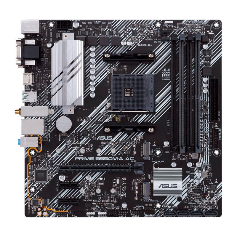 Motherboard Asus PRIME B550M-A AC, Chipset AMD B550, Socket AMD AM4, mATX, DDR4, maximo de 128 GB Motherboard Asus PRIME B550M-A AC, Chipset AMD B550, Socket AMD AM4, mATX, DDR4, maximo de 128 GB